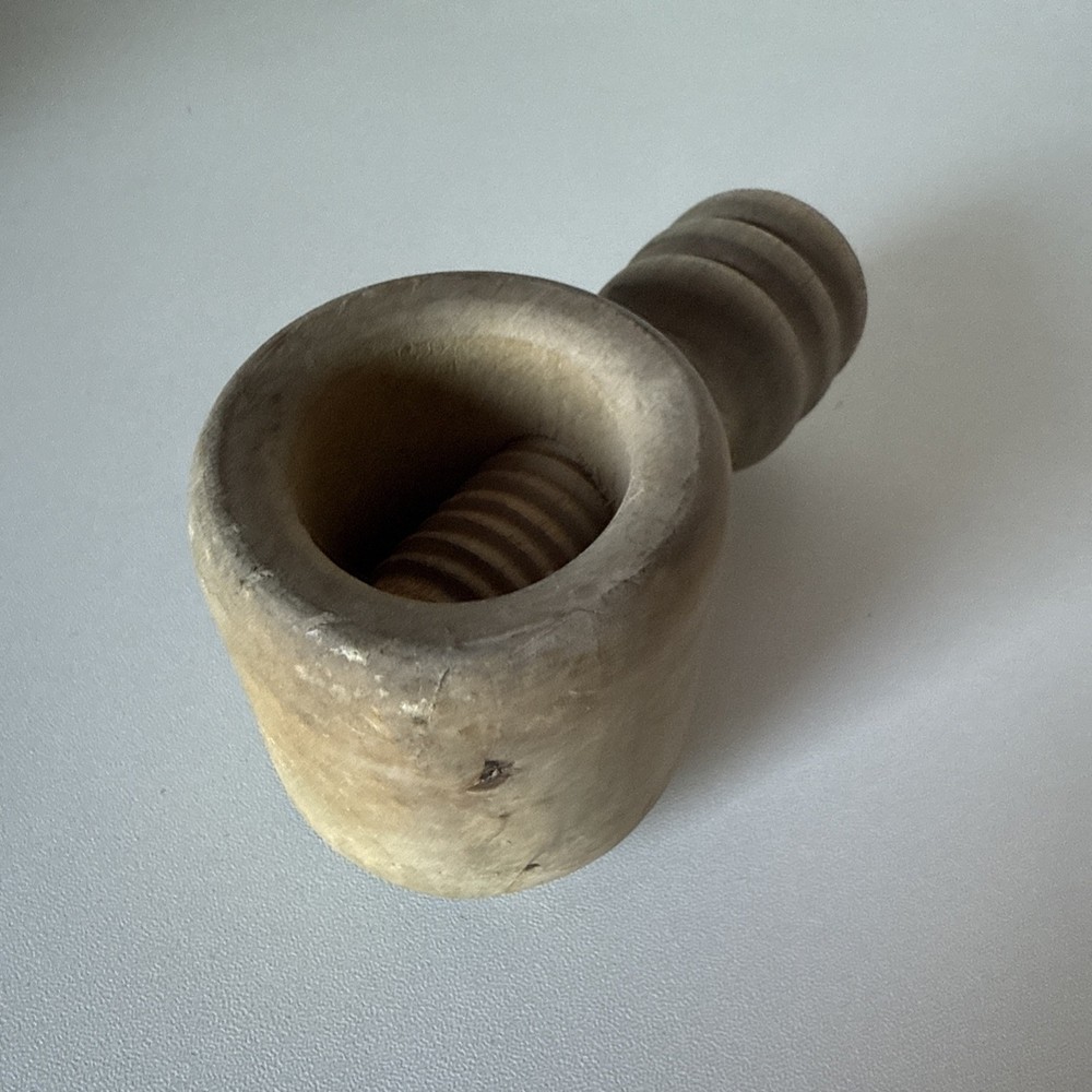 Antique Old Screw Type Wood Nutcracker Wooden Spiral Kitchen Tool