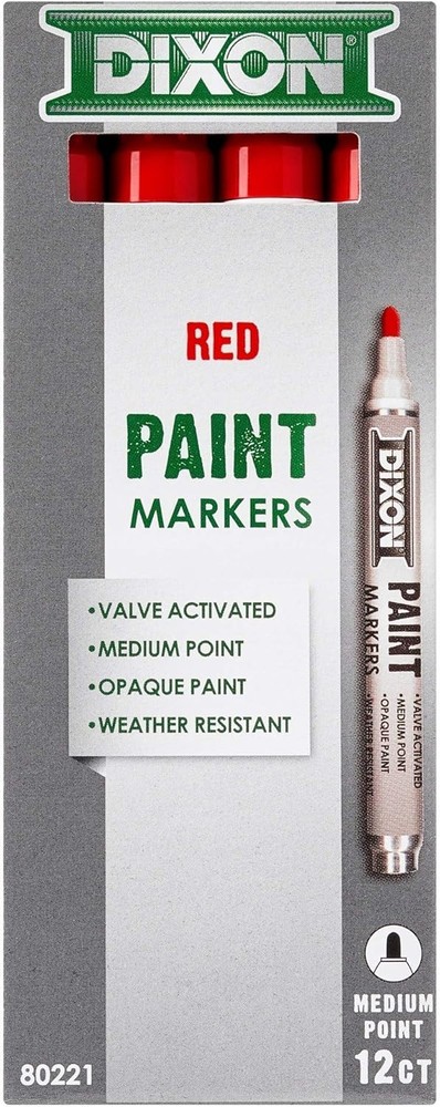 Oil-Based Red Markers, Medium Tip, 12-Pack