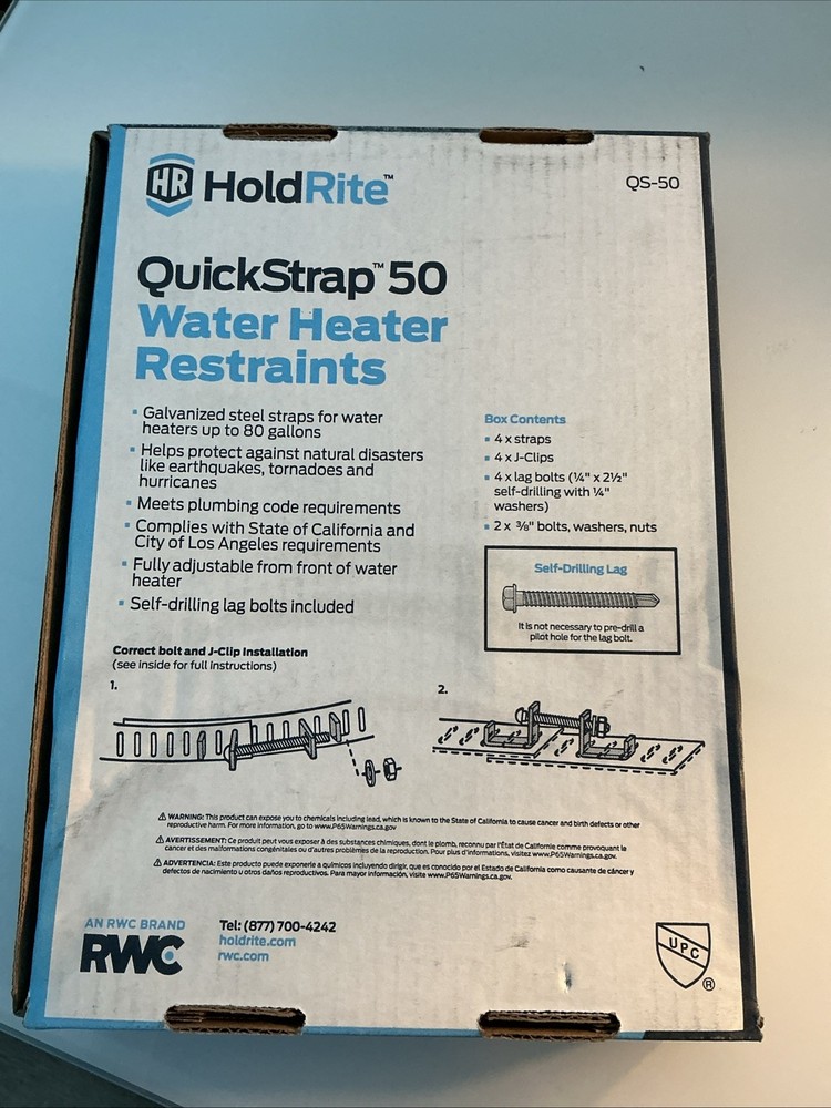 Quick Strap 80 Gal. Galvanized Steel Water Heater Restraining Strap