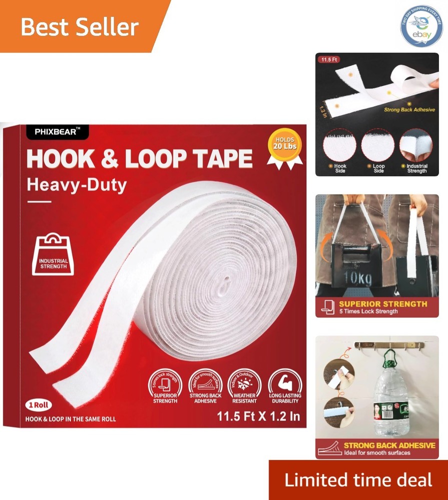 Industrial Strength Hook & Loop Fasteners, 11.5ft - Secure Mounting Solution