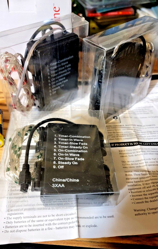 Winter Lane 3-Set Remote Multifunction 10' Micro LED String Lights, new w/batts