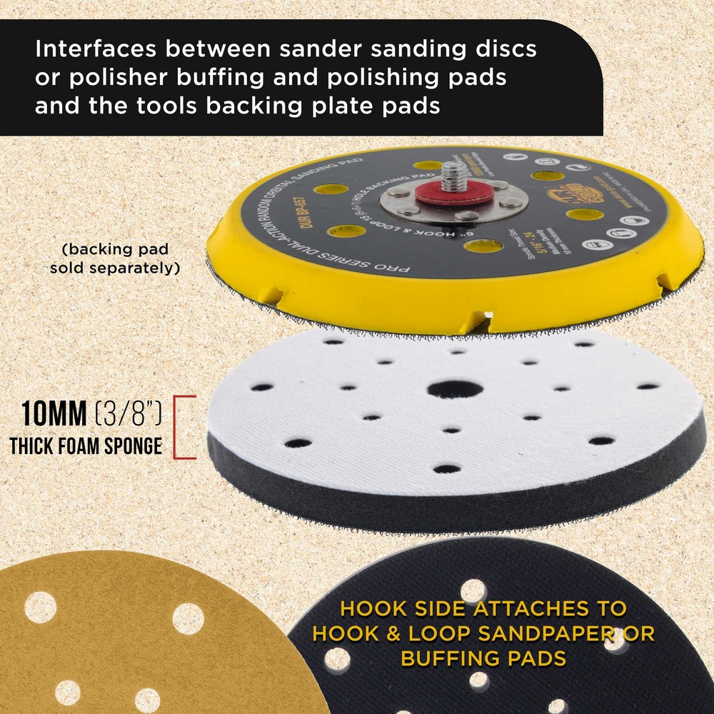 2 Dura-Gold 5" x 10mm Soft Density Interface Pads, Hook & Loop, 17 Hole Pattern