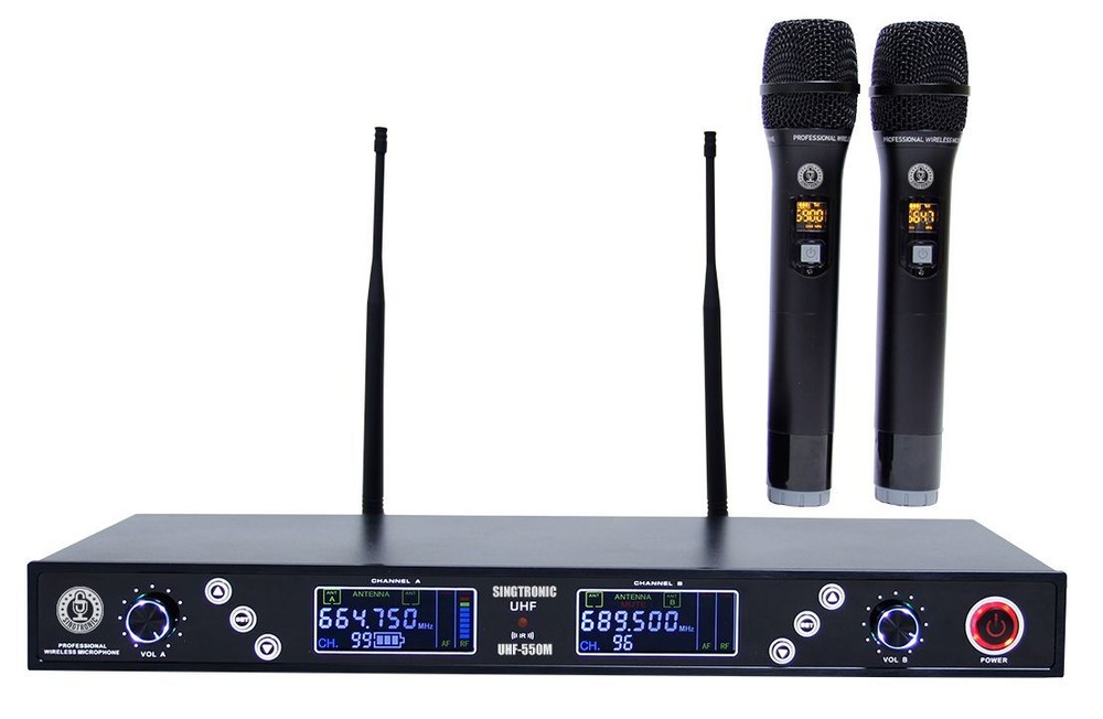 Pro Dual UHF 800MHz Wireless Microphone Karaoke System Singtronic