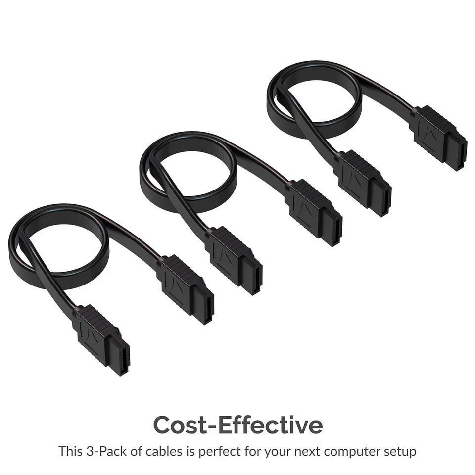 6 Pack SATA III 6 Gbit/s Straight Data Cable with Lock Latch for HDD/SSD/CD/DVD