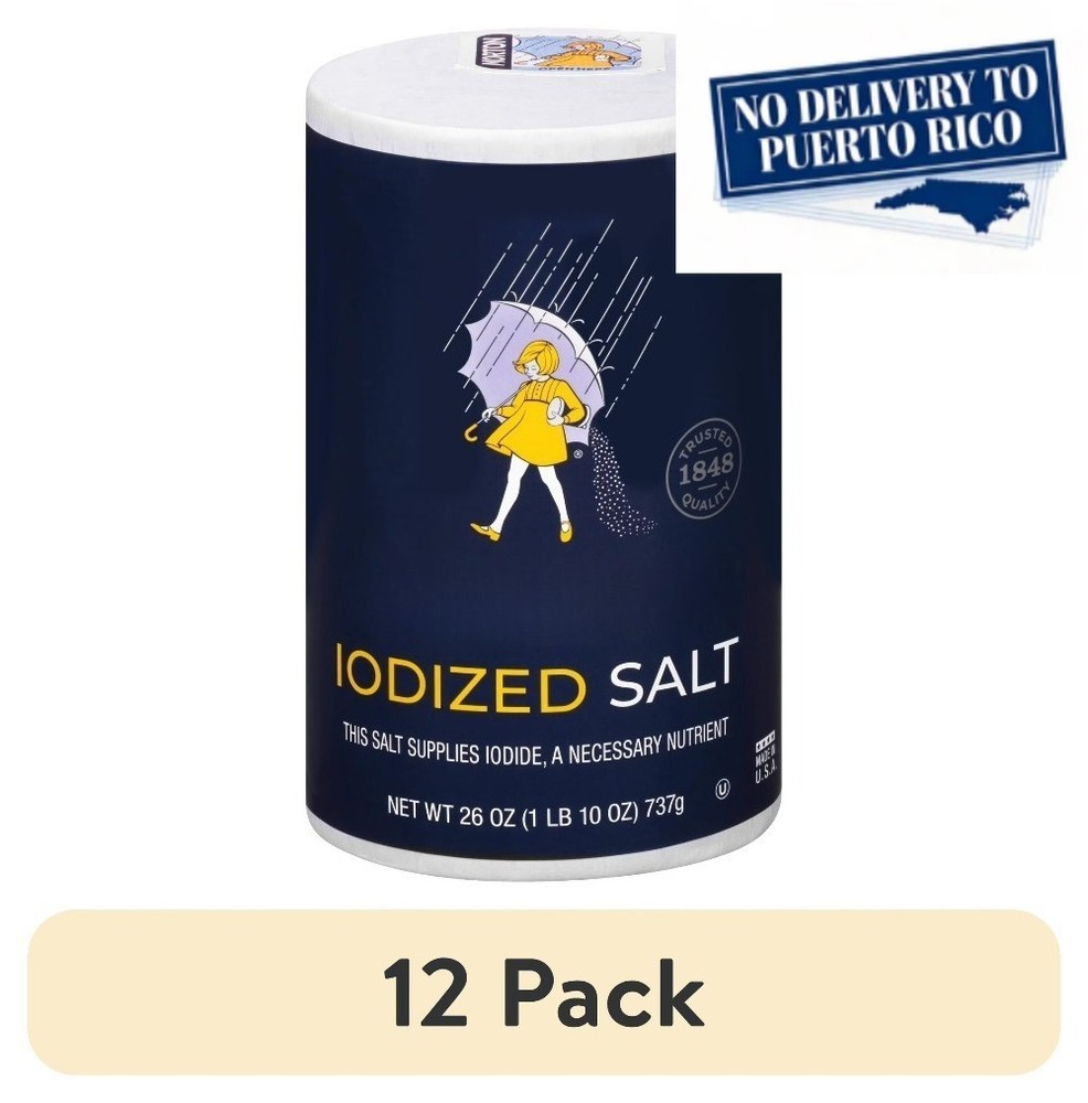 (12 pack) Iodized Salt, 26 oz