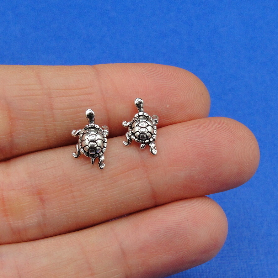 925 Sterling Silver Turtle Tortoise Post Stud EARRINGS
