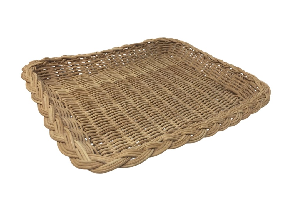Vintage Tan Rectangular Wicker Basket- about 10 by 8''