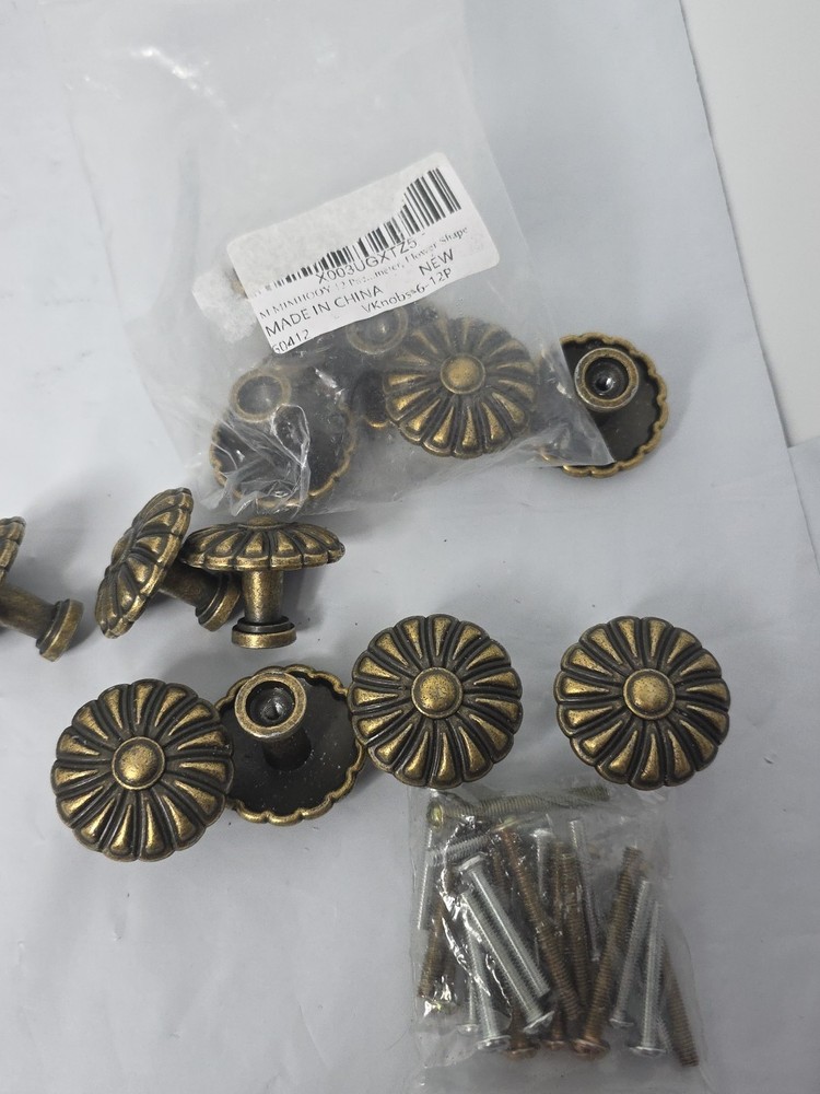 Vintage Dresser Knobs, Antique Bronze Drawer Knobs Pull Handles, 1.34...(12 Pk)