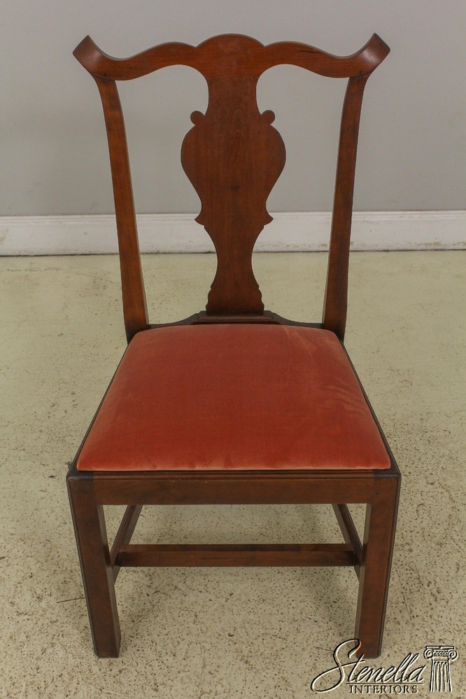 58251: Pair Benchmade Hand Crafted Cherry Chippendale Side Chairs