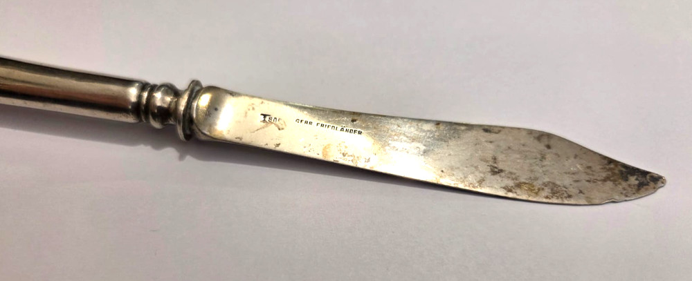 Antique Gebrüder Friedländer Berlin Germany Solid 800 Silver Knife