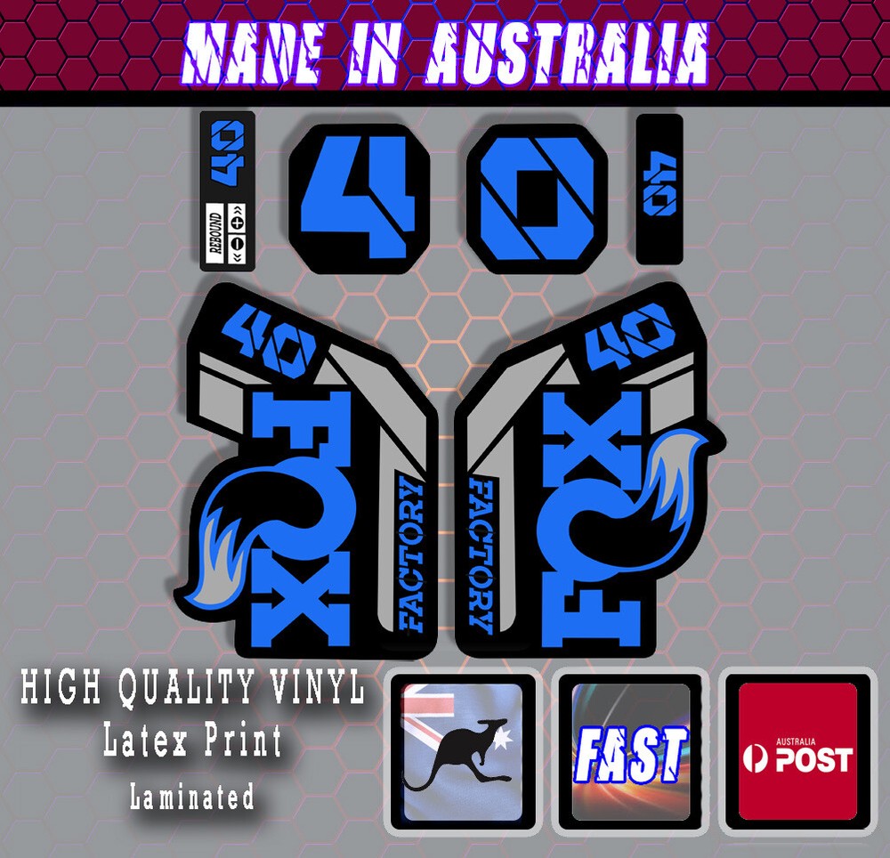 FOX style Factory 40  Fork Decals Stickers Blue/grey/black  Laminated 2020