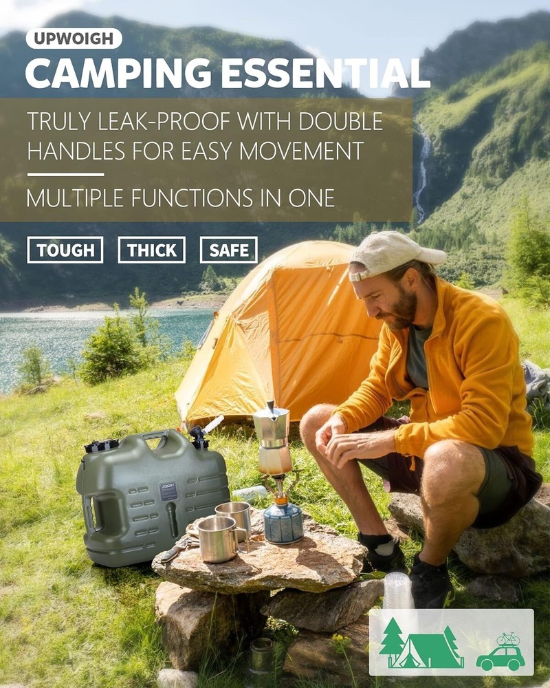 Leak-Proof 5 Gallon Camping Water Container - Portable Emergency Water Storage
