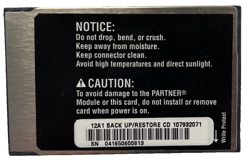 Avaya Partner ACS Backup/Restore PC Card