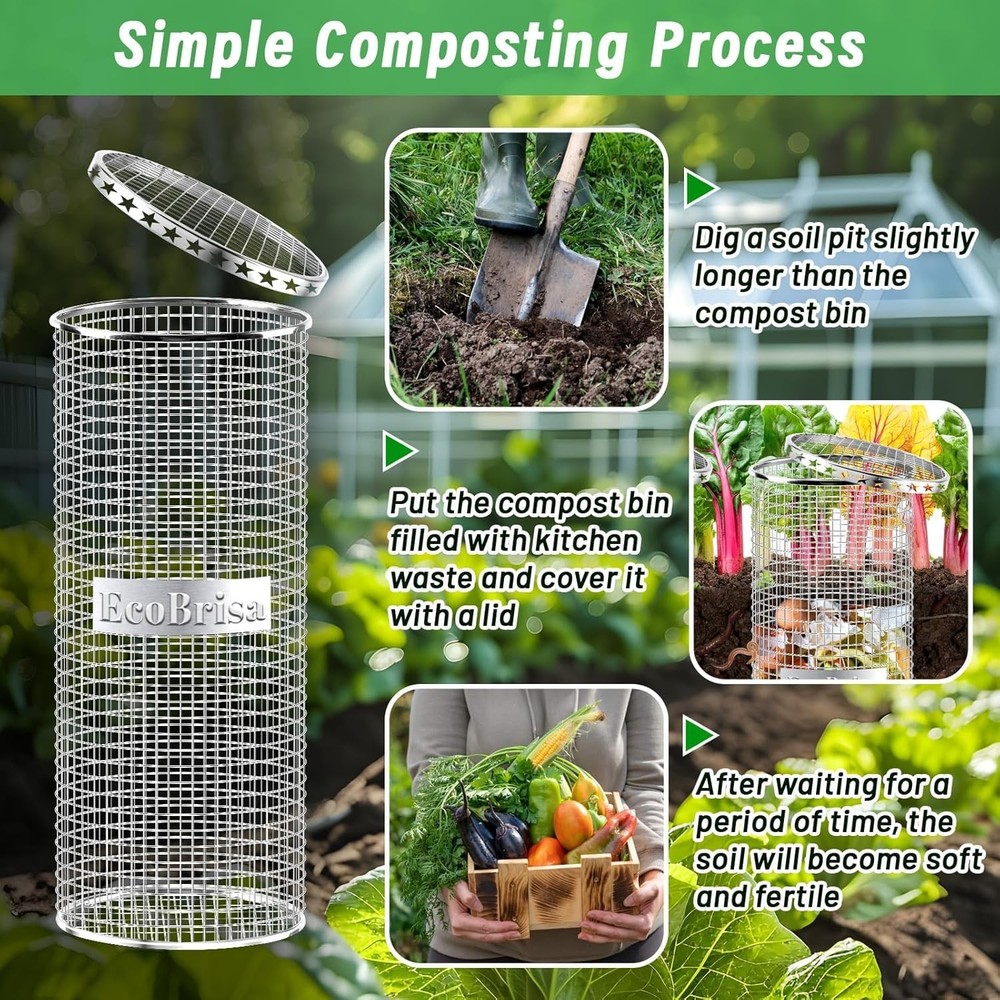 2-Pack Underground Worm Composting Bins – Compact Metal Design for Efficiency