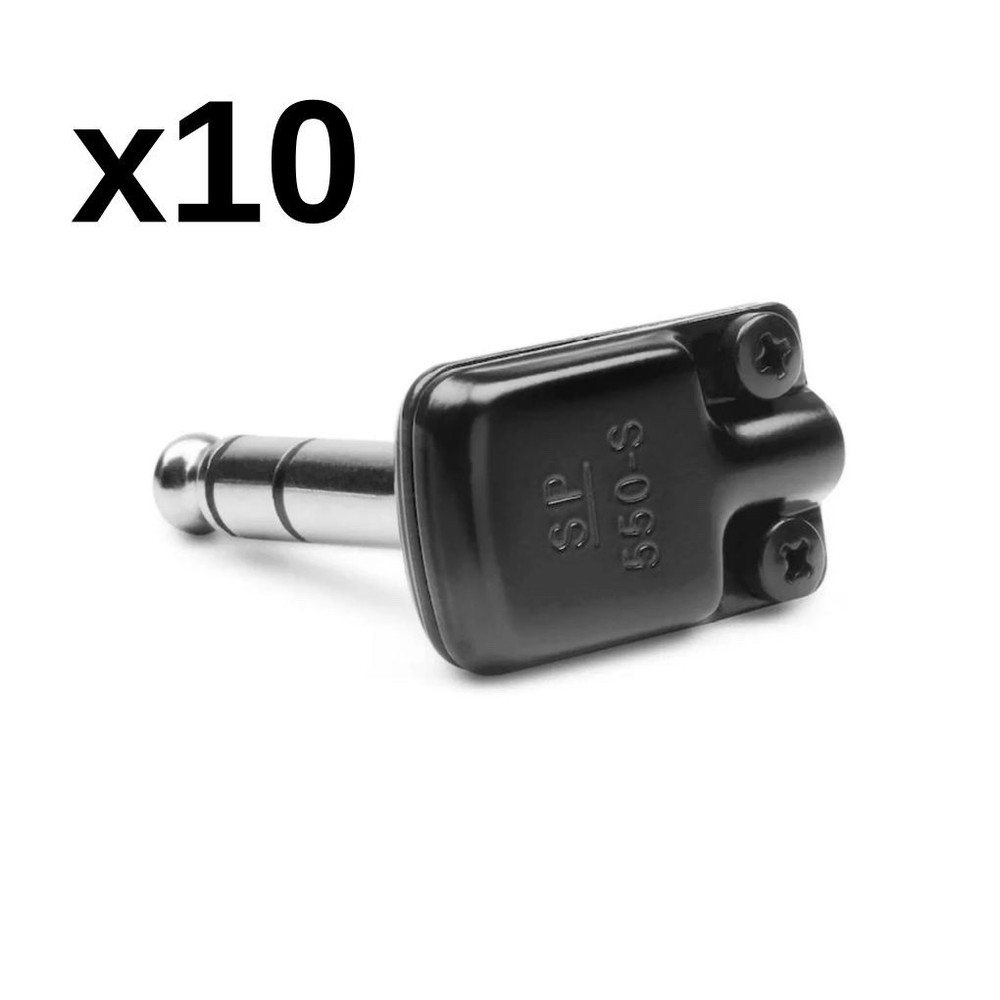 10 Pack  -Squareplug SP550-SBK Right Angle TRS/Stereo Plug, Black