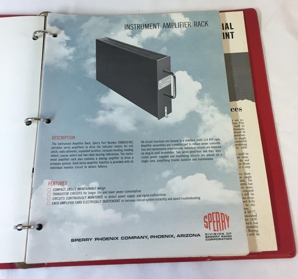 1965 SPERRY INSTRUMENT SYSTEMS binder with multiple promo pieces