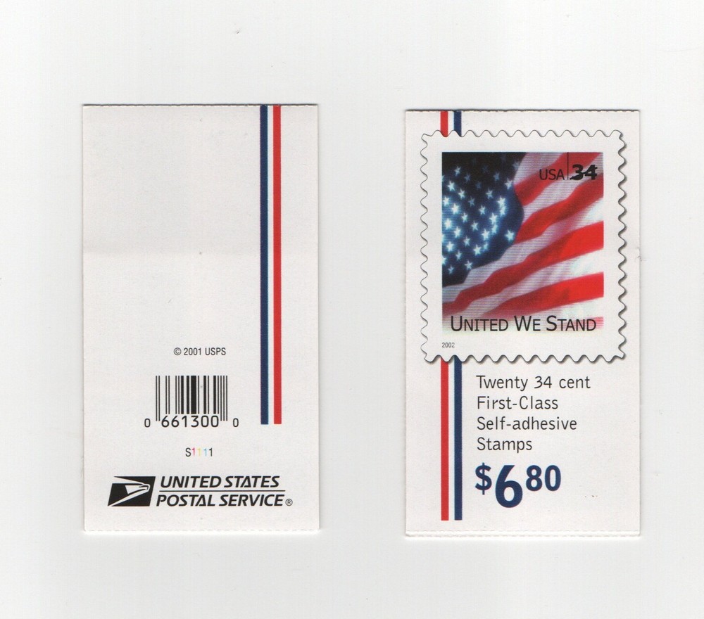 Scott 3549a, 34 cent, United We Stand, Booklet