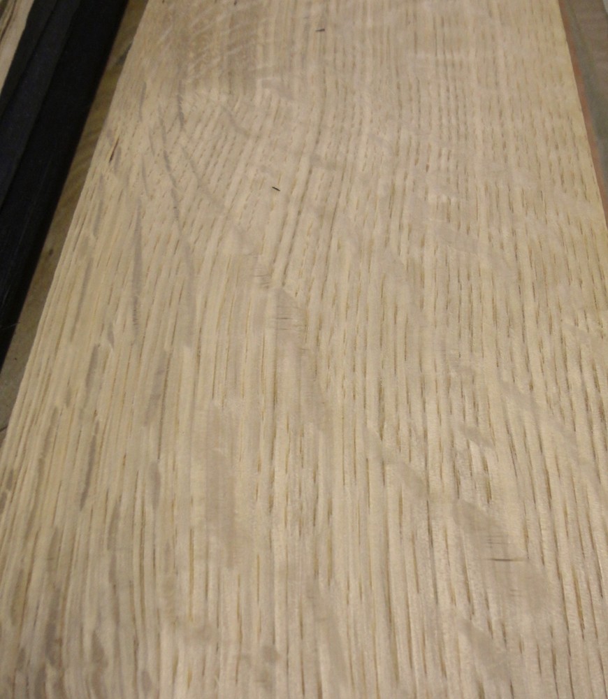 White Oak Flake Quartered Cut 5" x 10" raw no backer sample size 1/42" thickness