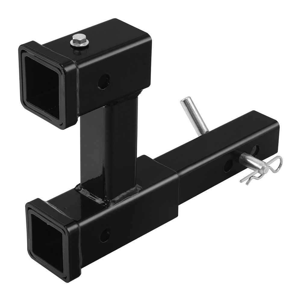 Dual Hitch Receiver 2" Trailer Double Post Extension Riser Adapter Extender