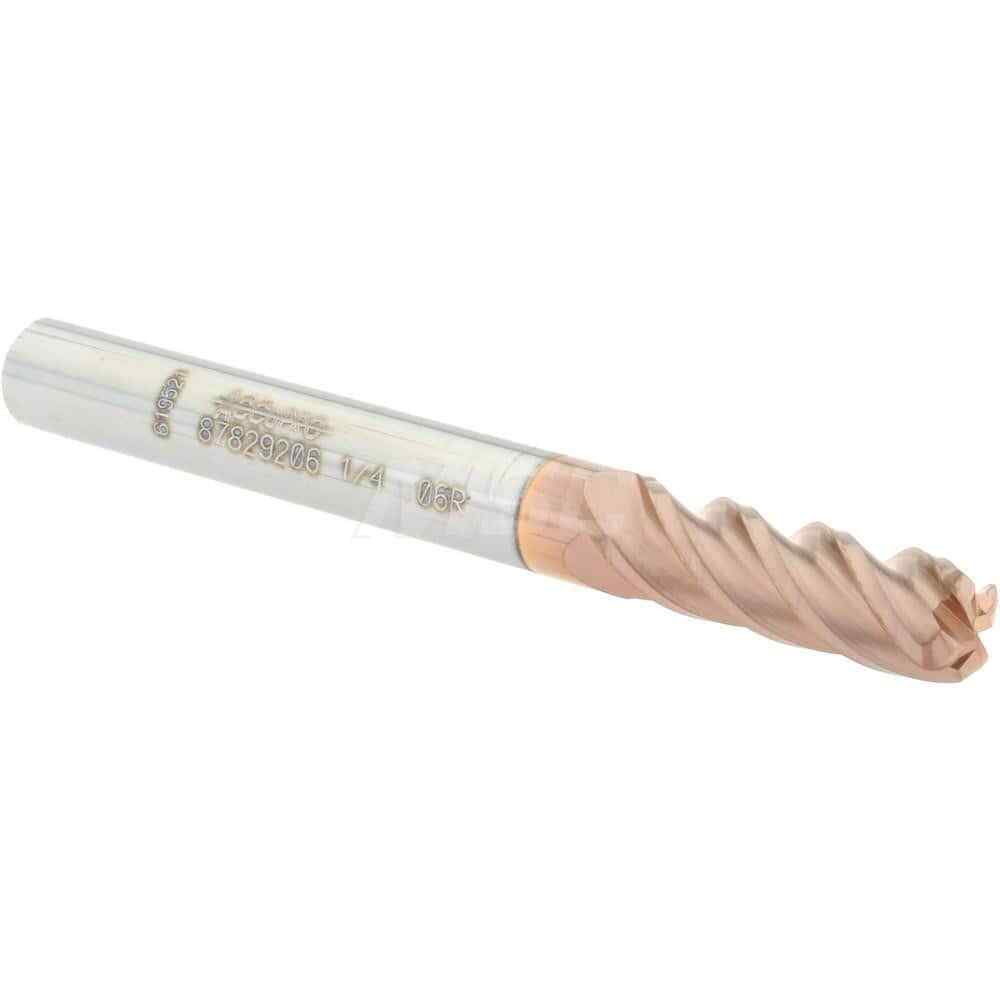 Accupro 1/4" Diam 4 Flute Single End Solid Carbide 0.06" Corner Radius End Mi...
