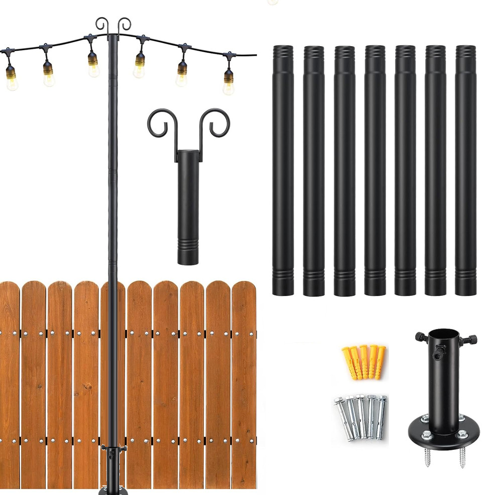 2 sets Deck Patio Light hanging Pole for Outside String Lights for Wedding Party