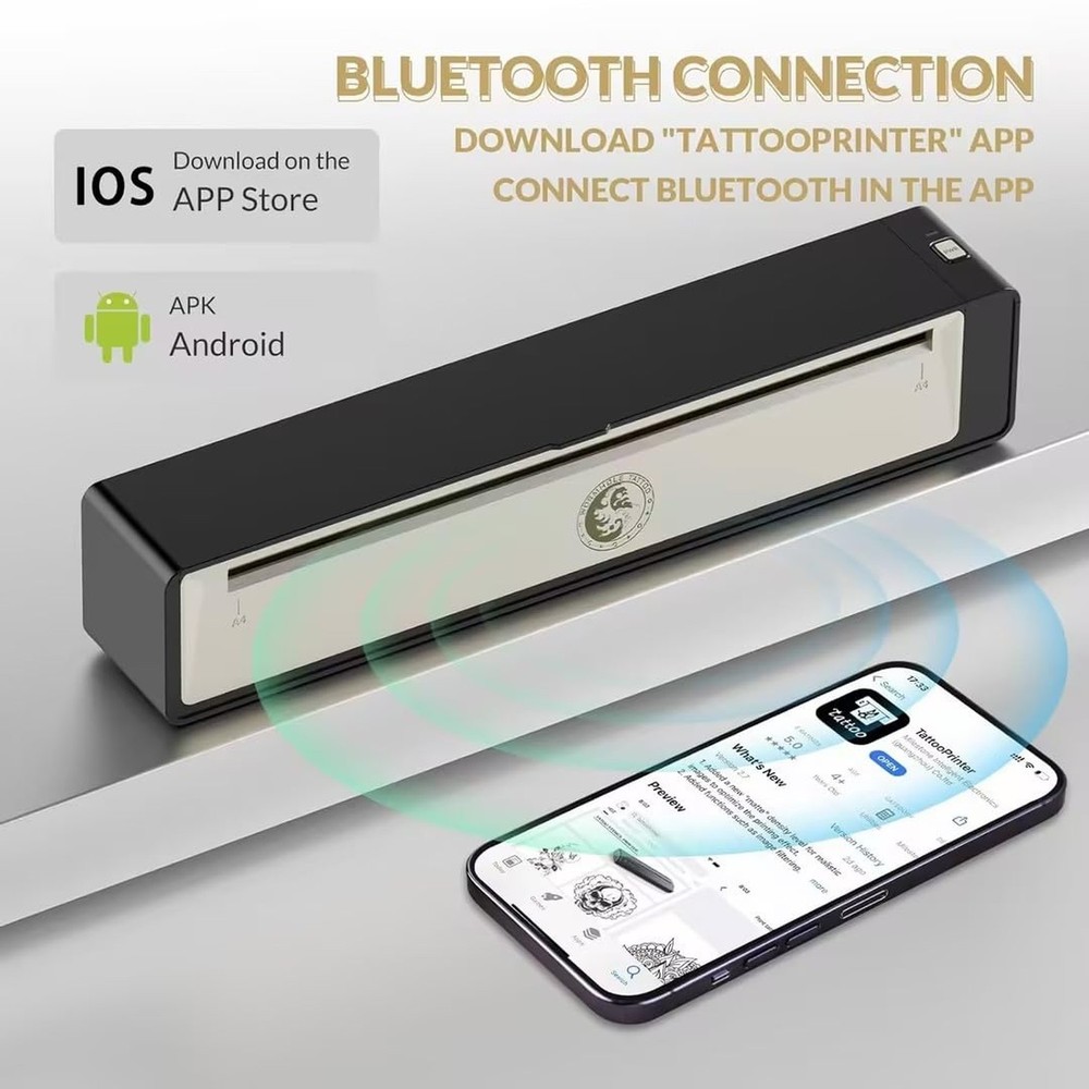 Wormhole Tattoo Stencil Printer, Wireless Bluetooth Tattoo Printer with 2500m...