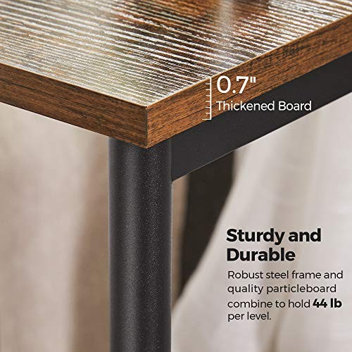 End Table, Side Table with Storage Shelf, Slim Night 1 Rustic Brown + Black