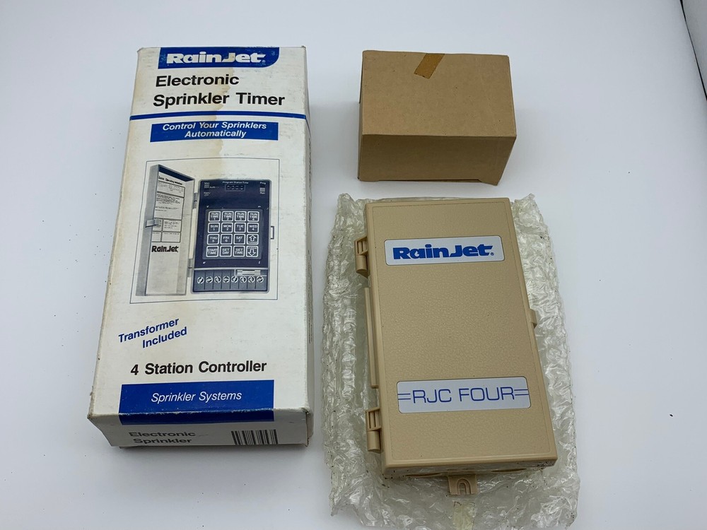 RainJet Electronic Sprinkler Timer 4 Station Controller Model RJC-4 NOS