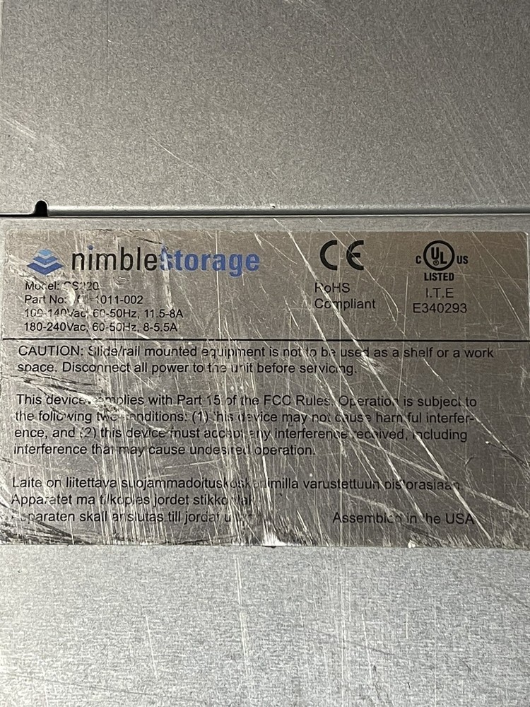 NIMBLE STORAGE CS220 SAN STORAGE ARRAY BAREBONE NIM-CS220-002-3