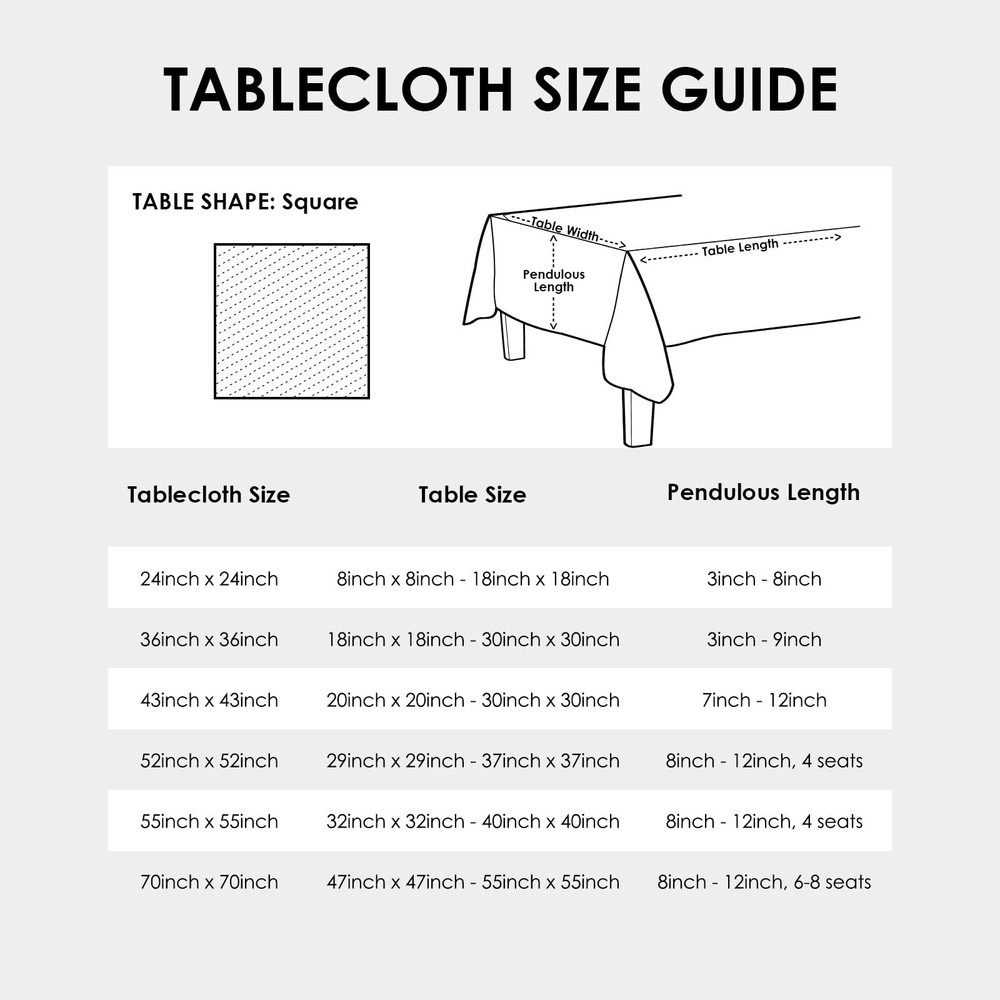 Small Square White Tablecloth 36 x 36 Inch Polyester Fabric Washable Table Co...