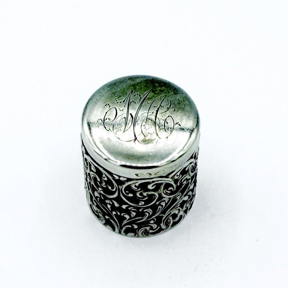 Antique Unger Bros Sterling Chatelaine Thimble Holder/Case Monogrammed #1108