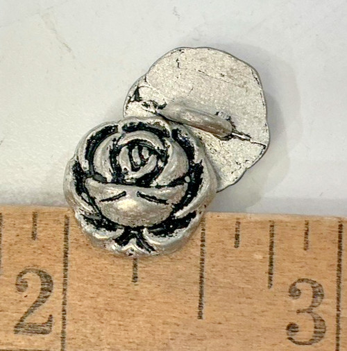 buttons silver tone 1/2" flower 6 pcs