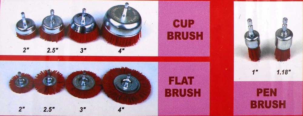 10pc Drill Wheel & Cup Brush Set 1/4" Hex Shank Quick Change Nylon Brush Kit