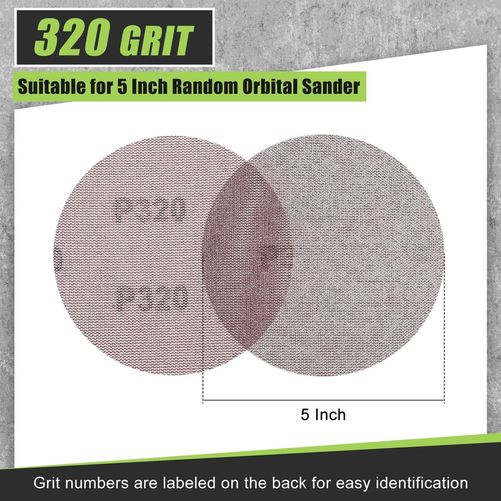 10 Pcs 5 Inch Grid Sanding Discs, 320 Grit Wall Sanding Discs