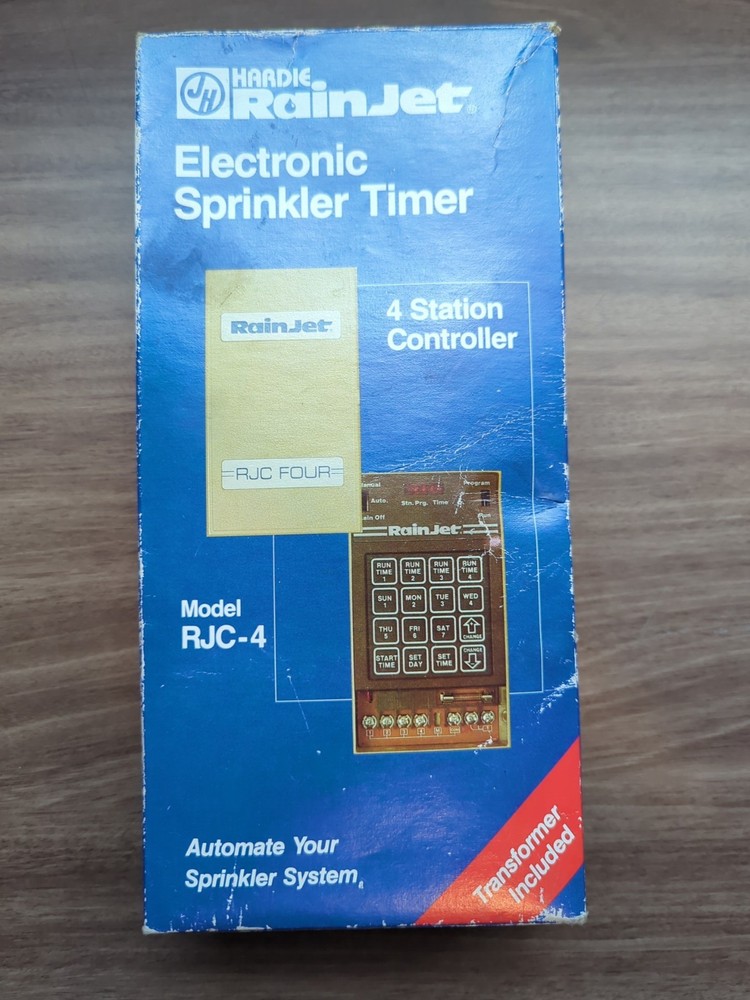 RainJet Electronic Sprinkler Timer 4 Station Controller Model RJC-4 NOS