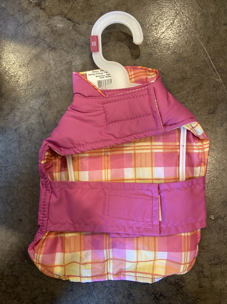 NWT Extra Small Dog Vest Jacket Reversible Pink Yellow Polyester