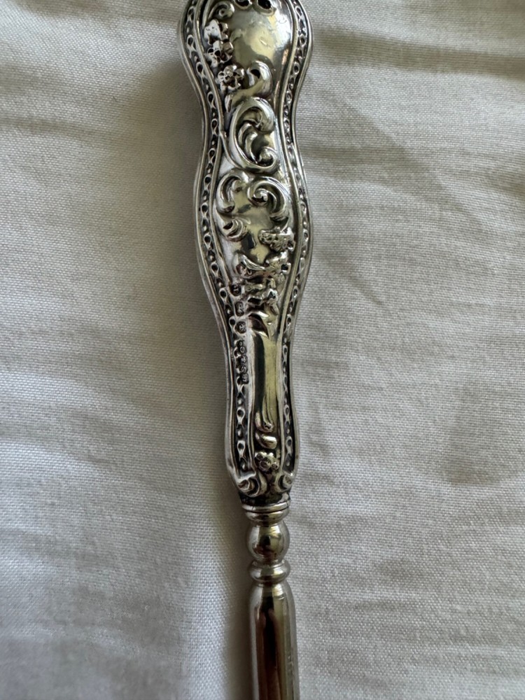 Antique Lionel Smith & Co. Sterling Silver Handle Button Hook Scrolling Design