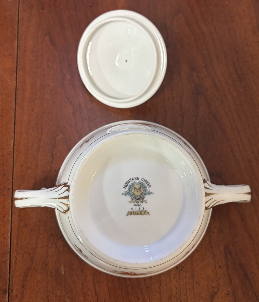 Noritake Vintage Double Handled Covered Sugar Bowl - Dulcy Pattern