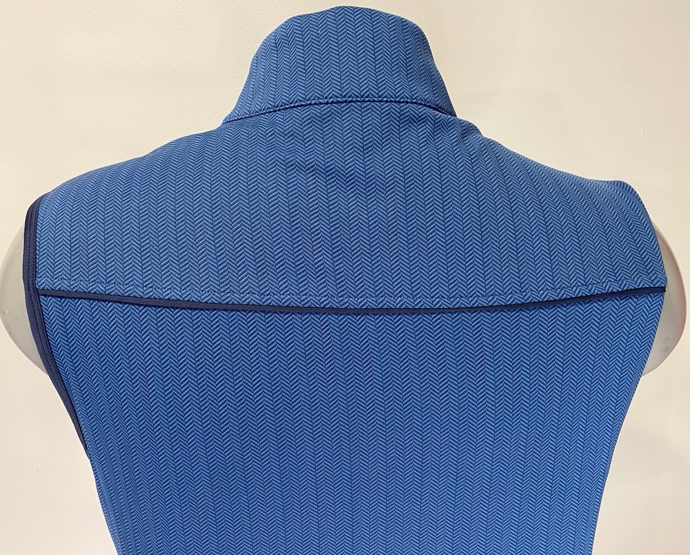 Greg Norman Play Dry 1/4 Zip Pullover M Medium Vest LINED Blue Herringbone