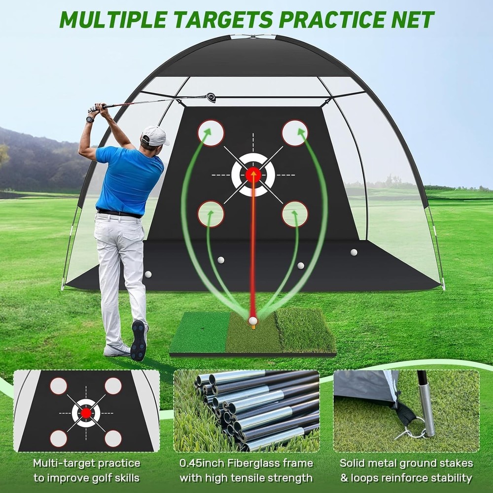 Zensouds Golf Training Net - Easy Setup 10x7FT with Impact-Resistant Features