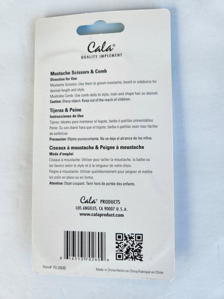 CALA MUSTACHE SCISSORS & COMB QUALITY IMPLEMENT NEW SEALED