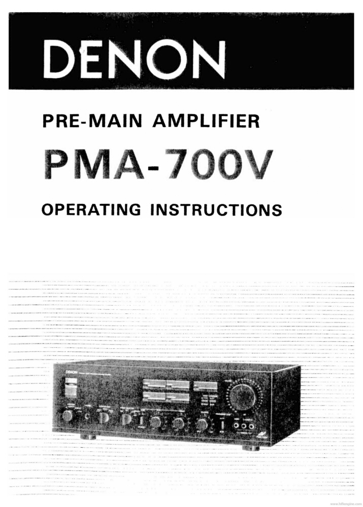 Denon PMA-700V Pre-Main Amplifier Owners Manual