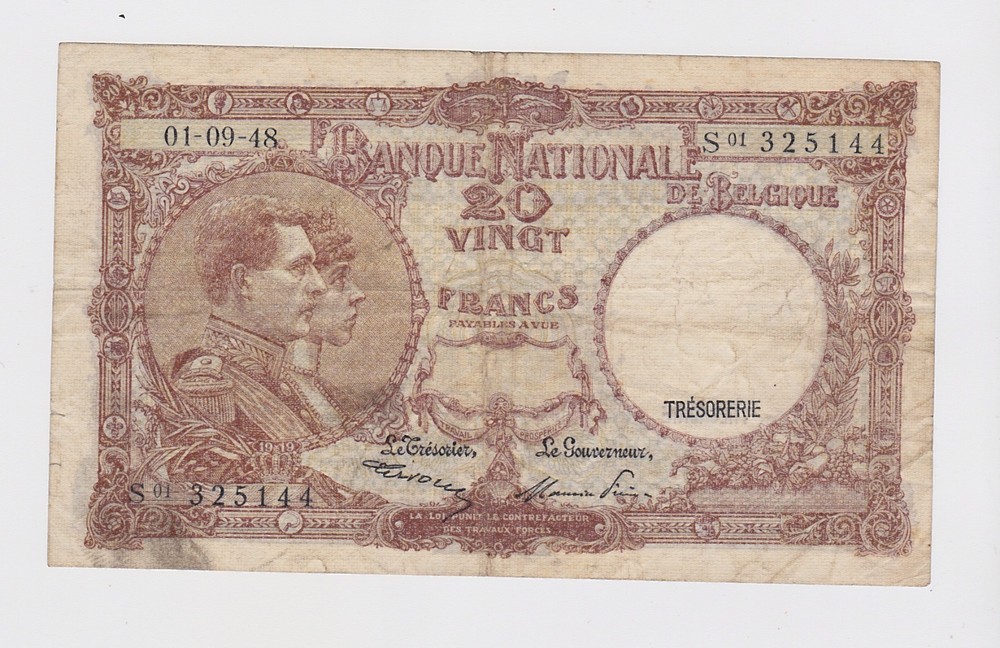Belgium - 20 Francs, 1948