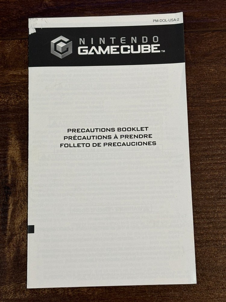 Precautions Booklet Nintendo Gamecube Instruction Manual Only