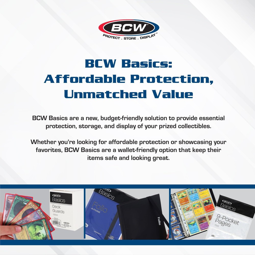BCW Basics 9-Pocket Pages (70 Pack) | Binder Sheets for Trading & Clear