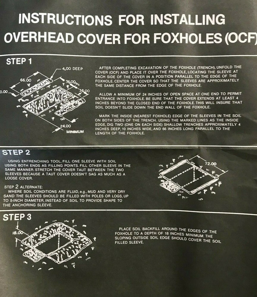 Foxhole Overhead Cover USGI NOS