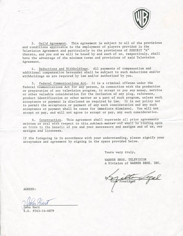 JOHN HART - CONTRACT SIGNED
