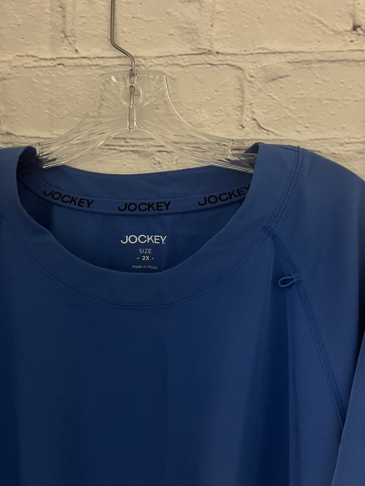 Jockey Scrub Top Solid Blue Crew Neck STRETCH EUC Women's Size 2X