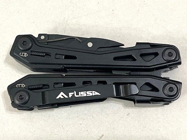 Flissa Multitool Plier Black FOLDING Pocket Tools WITH Sheath - Excellent