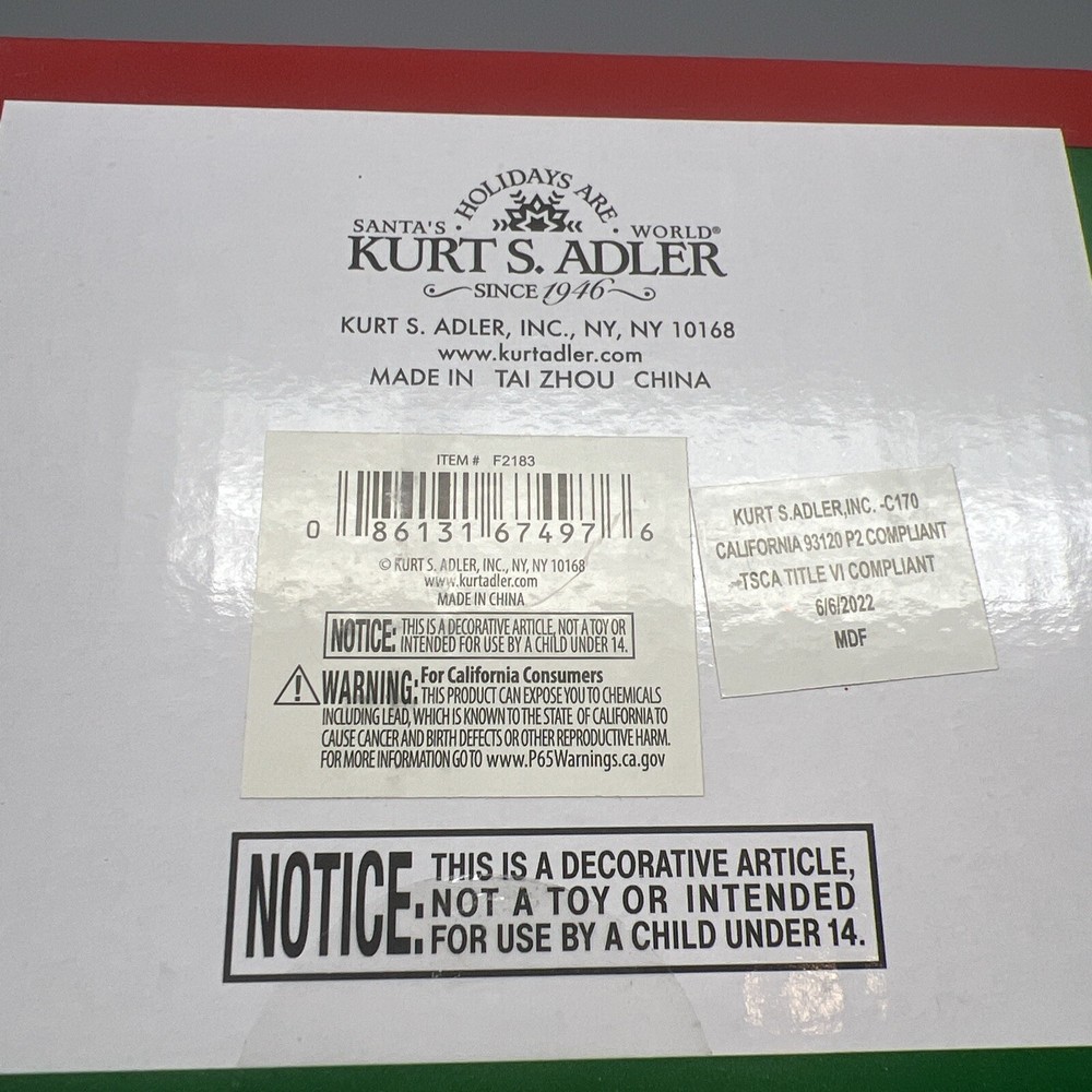 Kurt Adler 15" Peppermint Themed Nutcracker New In Box.